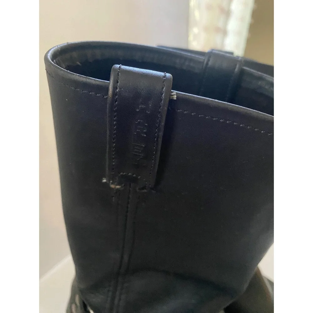 VTG Harley-Davidson Mens Black Leather Harness Biker‎ Boots Square Toe  Sz 10.5